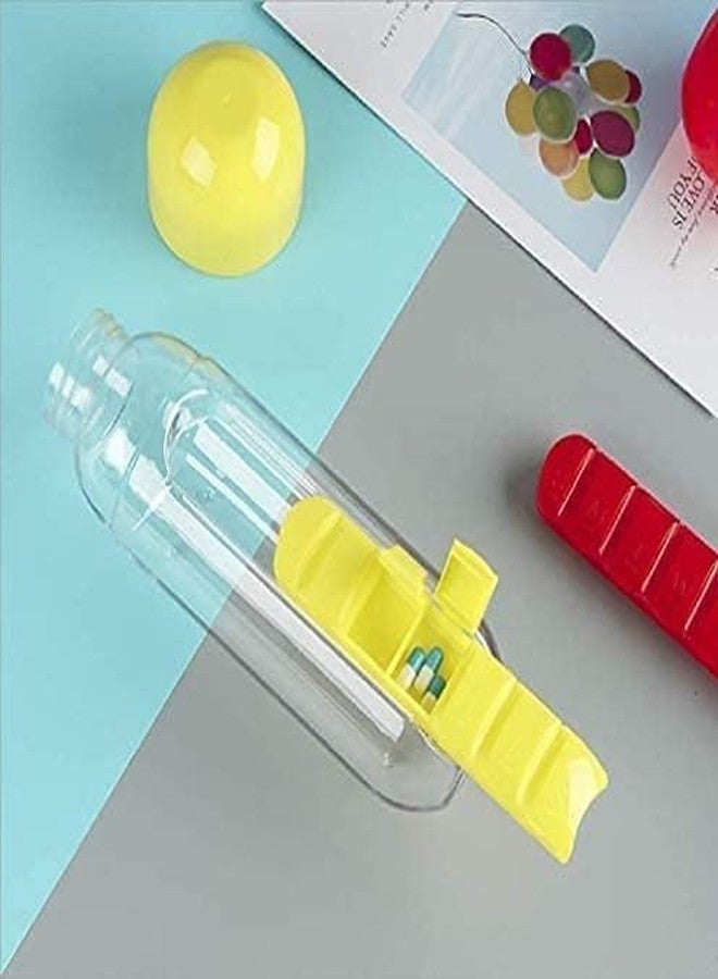 VIDORA Plastic Pill & Vitamin Organizer Water Bottle,Water Bottle with Pill, Capsule Other 7 Days Medicine Holder Storage Box Travelling kit, Summer Special 750ml,(Multi Color) Set of 1 - Image 2